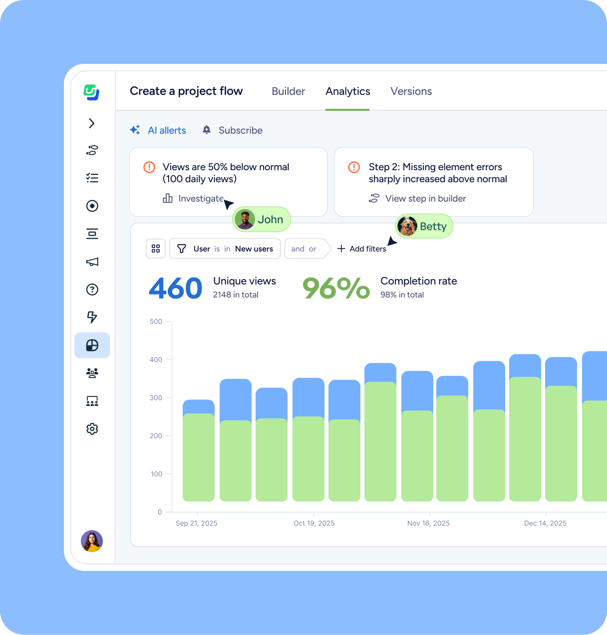 Learn - see where users stall